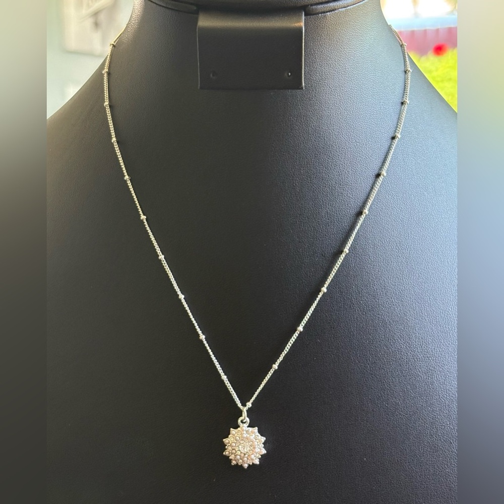 Liz Claiborne Silver Starburst Pendant Necklace